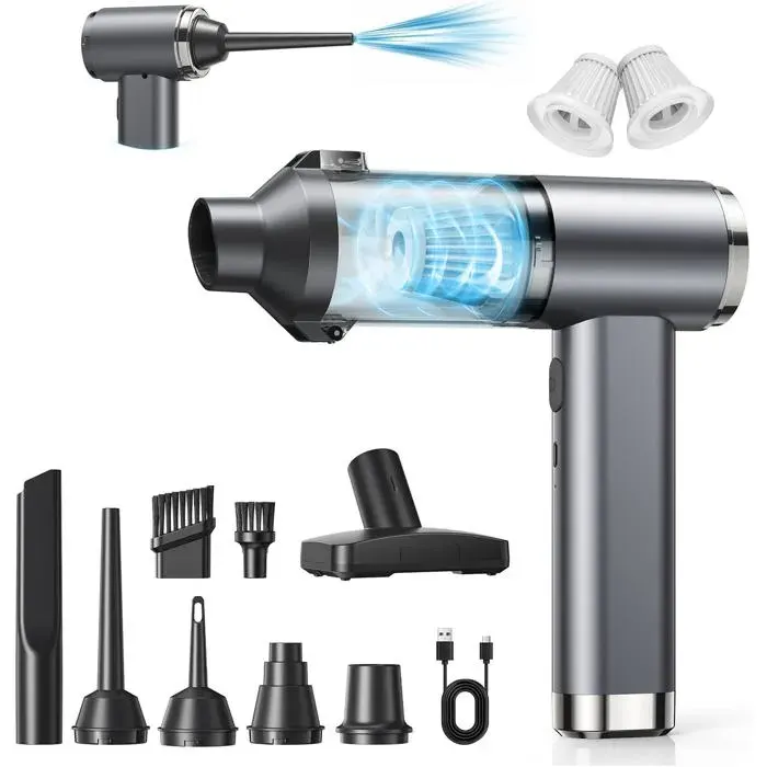 Aspirateur Voiture Puissant 4-En-125000Pa Aspirateur À Main Sans Fil Avec Moteur Brushless2 Vitesses6000Mah150000 Rpm Souffleu
