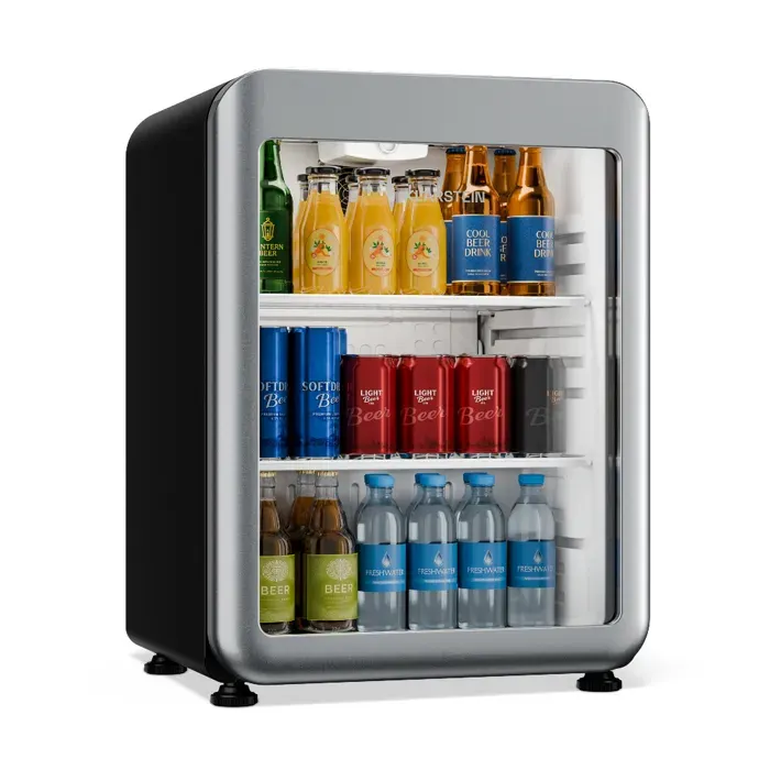 Audrey Evo 64cm 65L Frigo à Boisson avec Porte Vitrée Argent