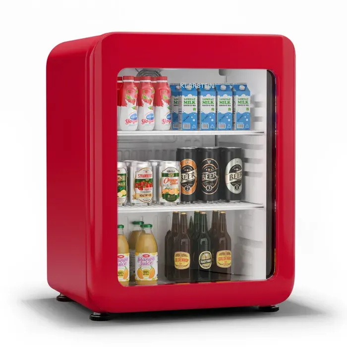 Audrey Evo 64cm 65L Frigo à Boisson avec Porte Vitrée Rouge