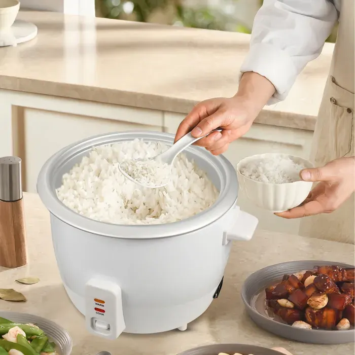 Autocuiseur Électrique Riz 4L Pot Inox 700W Cuiseur Multifonction Cuisson Riz Ragoût Vapeur Timer Pour Quotidien