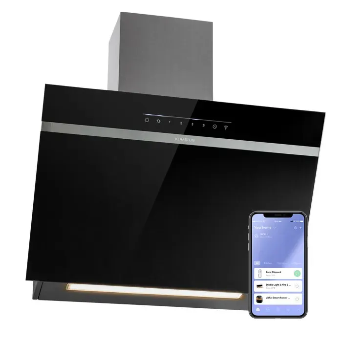 Ava Smart 60cm 585m³/h Hotte Décorative Noir