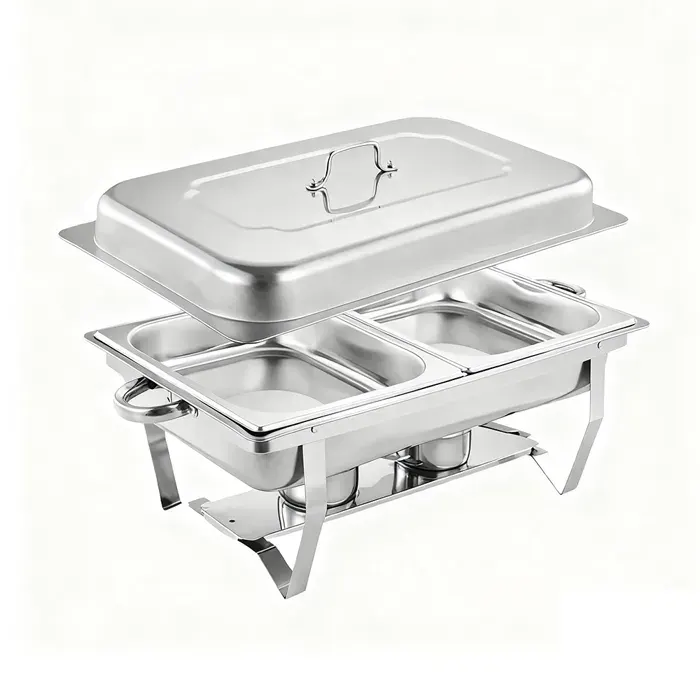 B.LIVEM Chafing Dish/Buffet Chauffant/Réchaud - Acier Inoxydable Qualité PROFESSIONNELLE - 9 litres - 2 Compartiments