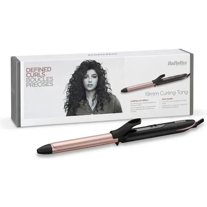 BaByliss C450E - Fer à boucler 19mm Curling Tong - Revêtement quartz-céramique - 6 températures jusquà 210°C