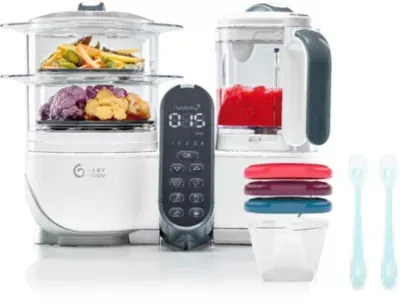 Babymoov - Mixeur Cuiseur Bébé Nutribaby+ White/3 Babybols+2 Cuillères