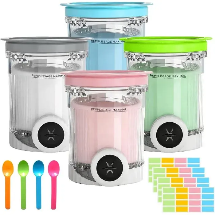 Bacs À Crème Glacée4 Pièces Récipient Creami Pour La Machine À Glace Ninja CreamiAccessoires Pour Récipients À CrèmePintes