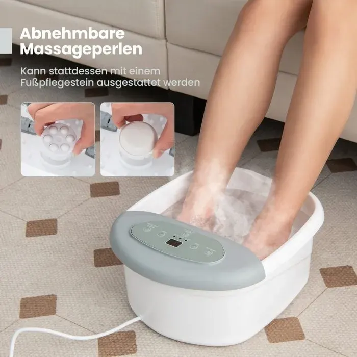 Bain de pieds massant gris avec chauffage de 35 à 46 C bulles vibrations pierre pédicure et arrêt automatique pour maison et spa