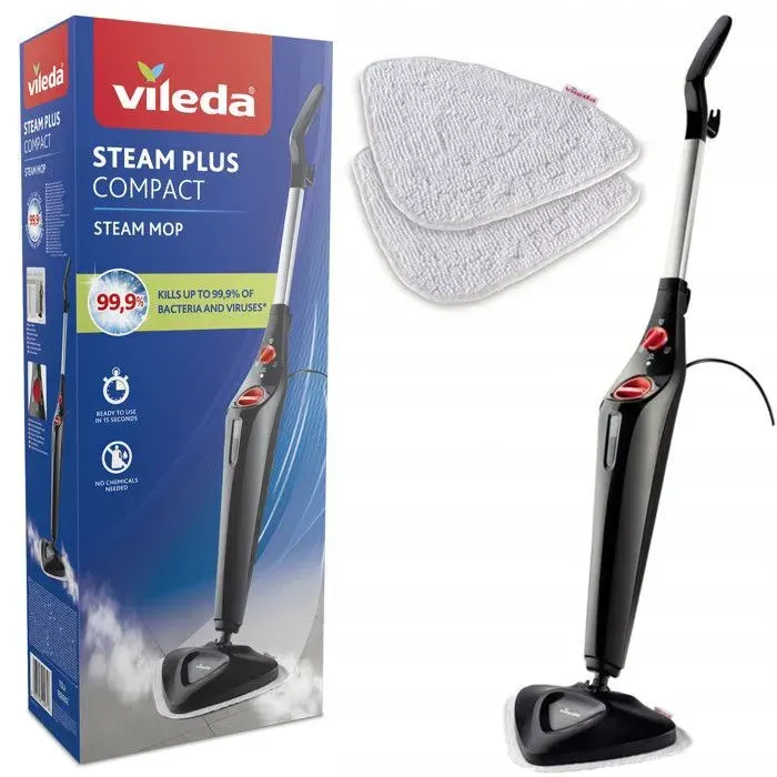 Balai lectrique vapeur Vileda 168917 Steam Plus 3.0 avec 2x tampons de rechange en microfibre nettoyage de tapis