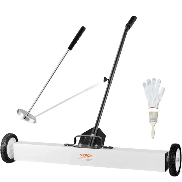 Balai magnétique à roues - VEVOR - QJ8012-36 - Capacité 249 kg - Tige télescopique 769–1130 mm - Roues Ø175 mm
