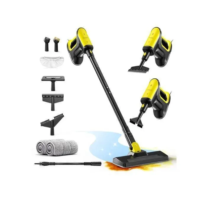 Balai vapeur - 2 en 1--PEXCHO-Nettoyeur vapeur à main-1500 W-120 °C-Chauffage 25 s-Réservoir 250 ml-Câble 5 m