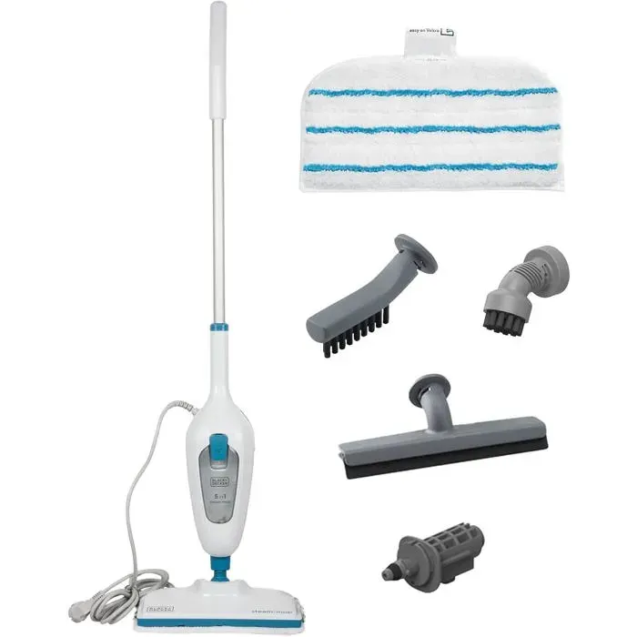 Balai Vapeur avec Nettoyeur à Main et 5 AccessoiresMultifonctions Puissance 1300WTemps de Chauffe 25 secTête Pivotante 180°