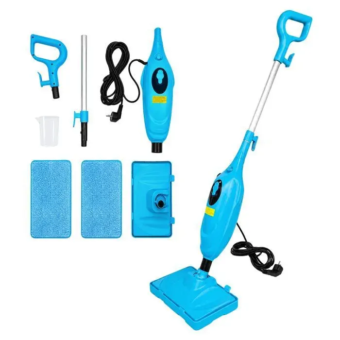 Balai vapeur multifonction - MAWIRON - 1600W - Chauffe 20s - Réservoir 400ml - Tête pivotante 180° — coloris Bleu