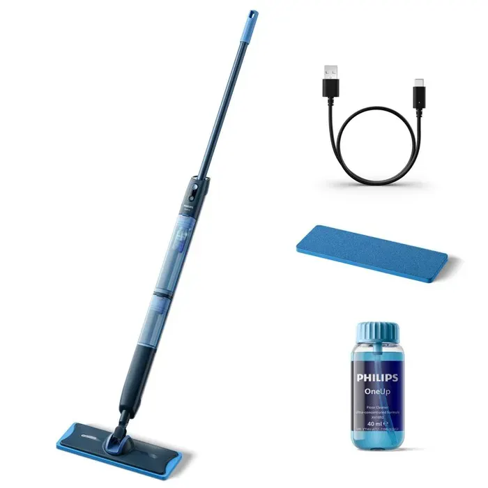Balai vapeur - PHILIPS - OneUp XV5113/01 - Sans fil 70 min - Réservoirs séparés - Lingettes lavables