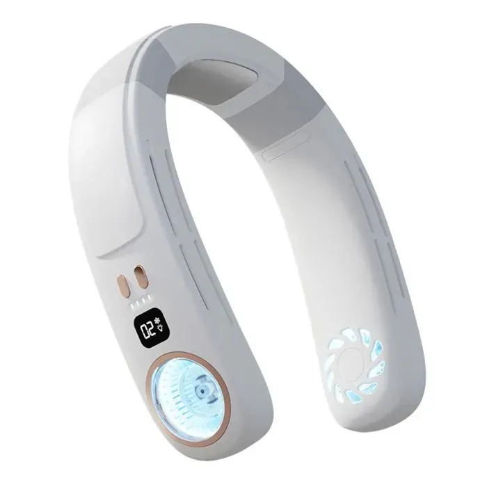Balnc Ventilateur tour de cou portable sans pale USB climatisation semi-conducteur 4000mAh LEDsilencieux refroidissement rapide