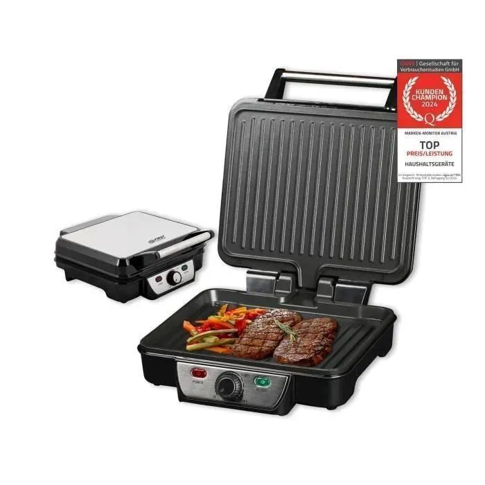 Barbecue de table 1800W Grill électrique en acier inoxydable - Thermostat réglable