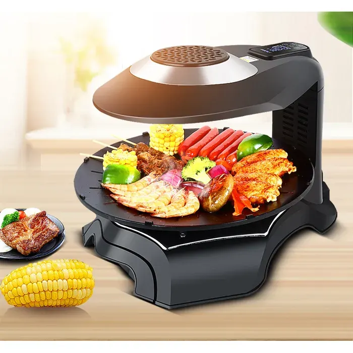 barbecue de table Barbecue électrique Plaque de Cuisson rotative Automatique à 360 ° pour fête intérieure et extérieure