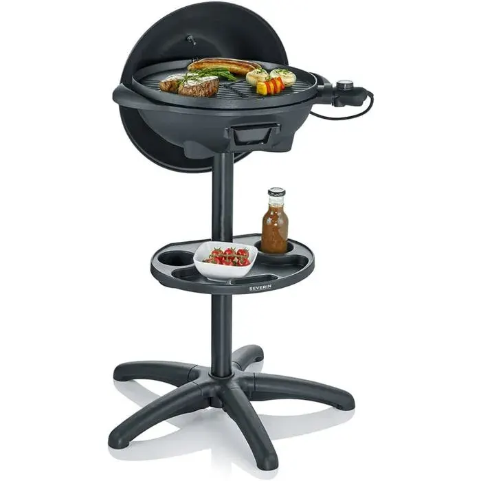 Barbecue Électrique 2 000 W Avec Grille En Fonte DAluminium Barbecue Sur Pieds Avec Couvercle Et Thermomètre Intégré Ebbq Avec G