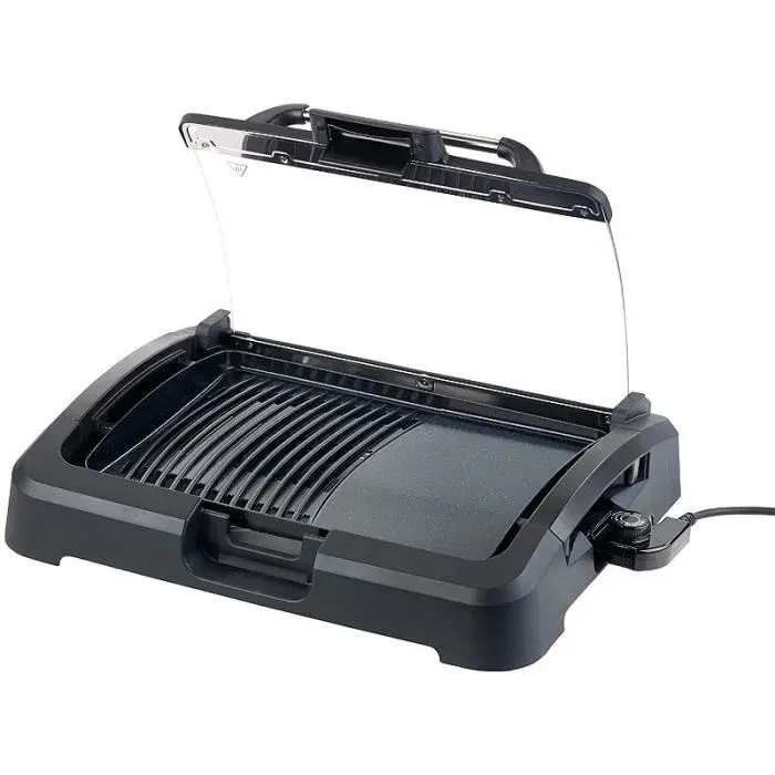 Barbecue électrique de table - ROSENSTEIN & SOHNE - 2200 W - Noir - Double surface de cuisson