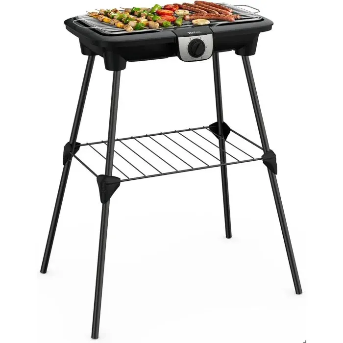 Barbecue Électrique Extra-Large avec Grille Inox - 2500W 5 Températures Pieds Amovibles - Intérieur/Extérieur
