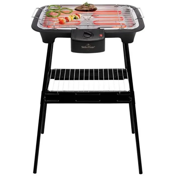 Barbecue électrique sur pied - SWISS HAUS - SH-SBQ23 - 2000 W - Noir - Avec support — coloris Noire