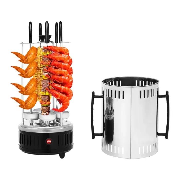 Barbecue électrique verticalavec 5 brochettes à brochettes et 5 bacs de récupération des graisses 20 x 375 cm
