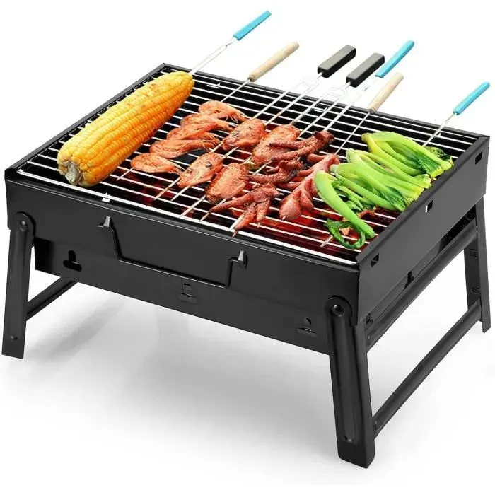 Barbecue Portable - Inox - Pliable - 35x27 cm - Idéal pour Camping et Pique-nique