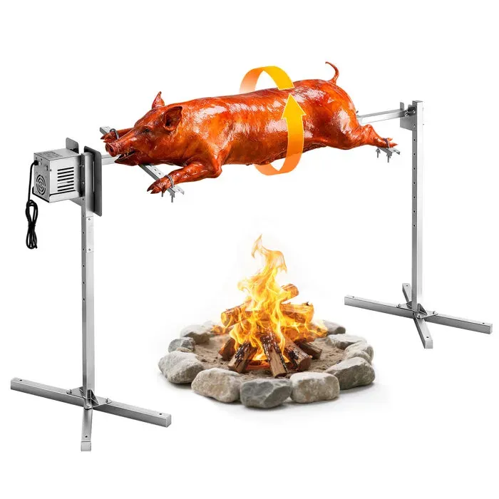 Barbecue Rôtissoire-VEVOR-Charge de 60 kg-Kit de Tournebroche Électrique à 8 Niveaux de Hauteur-38 W