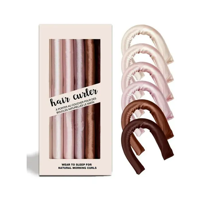 Bâtonnets à friser sans chaleur - Bâtonnets à friser sans chaleur avec revêtement satiné pour cheveux longs flexibles pour tous t