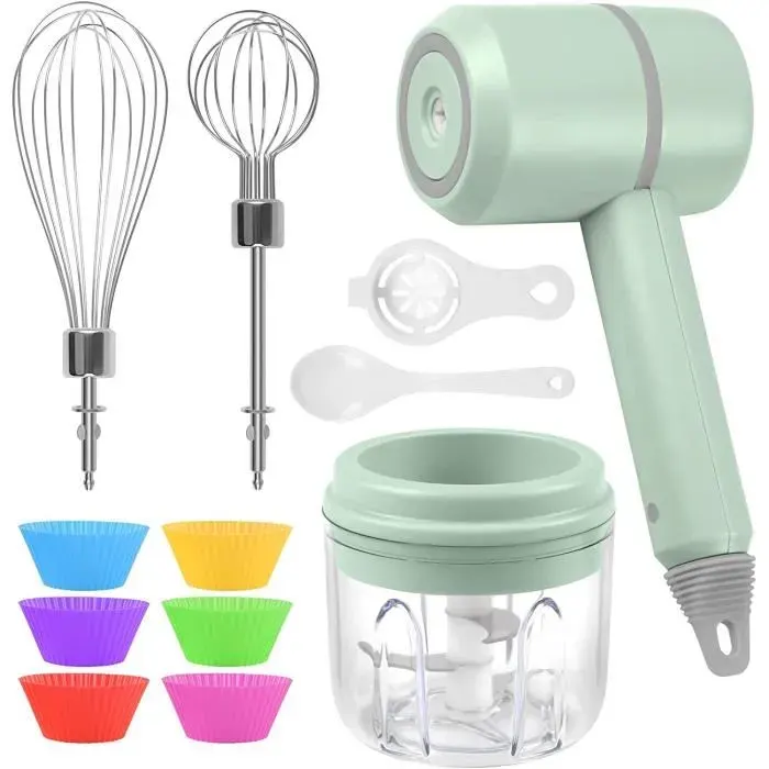 batteur à main électrique et hachoir électrique 2 en 1 mixeur à main sans fil mini hachoir usb rechargeable robot culinaire [A70]