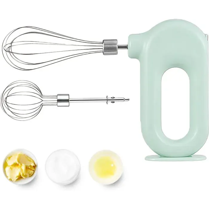 Batteur à main électrique : mixeur à main puissant à 4 niveaux batteur à main sans fil avec 2 balais oscillant en acier inoxydable