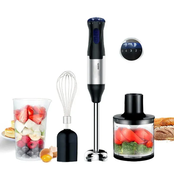 Batteur à main professionnel de 1000 W 4 en 1 cinq vitesses comprend un fouet un hachoir un presse-purée et MIXEUR ELECTRIQUE