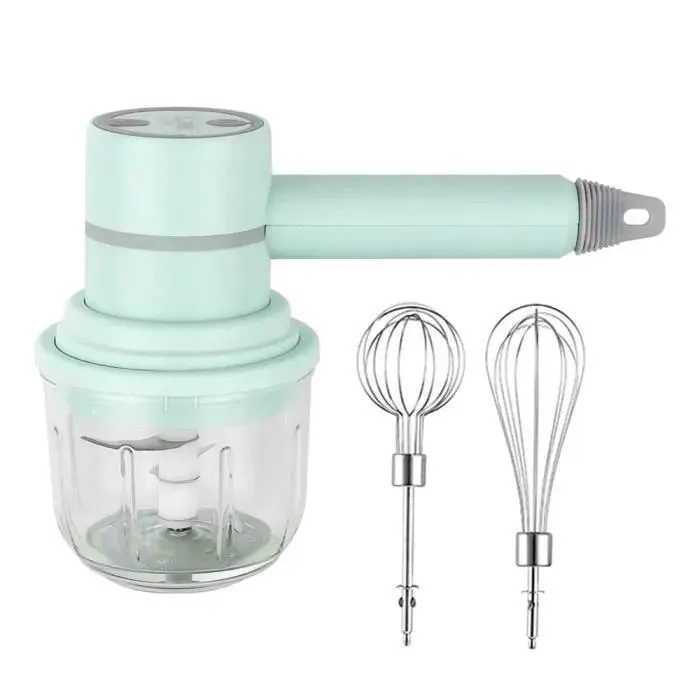 Batteur à main - SODIAL - 2 en 1 - USB rechargeable - Hachoir à ail - Couleur verte