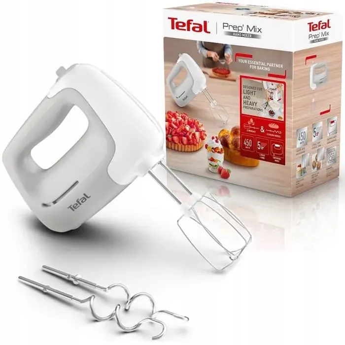 Batteur à main - TEFAL - HT450 - 800 W - 5 vitesses variables - Fonction Turbo