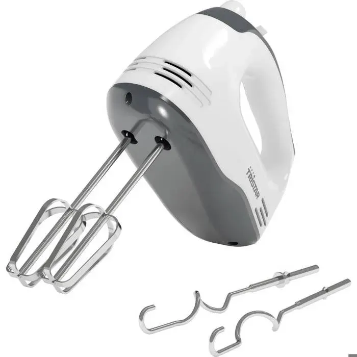 Batteur à main - TRISTAR - 200 W - 5 vitesses - Blanc - Acier inoxydable