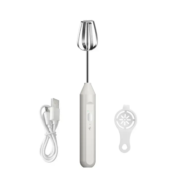 Batteur à oeufs électrique sans fil vertical 3 vitesses avec séparateur doeufs et batteurs deux fils pour pâtisserie Type G Blanc