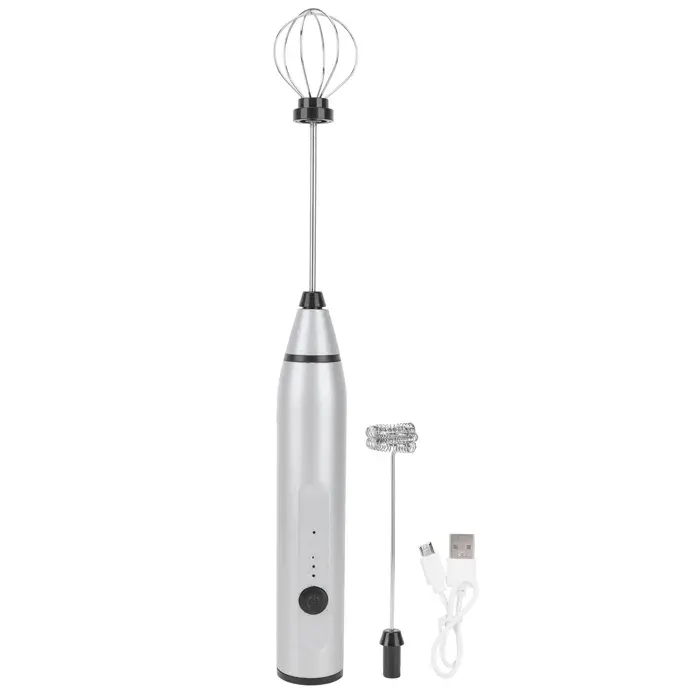 Batteur à œufs électrique portable mousseur à gâteau USB pour boulangerie restaurant (argenté)