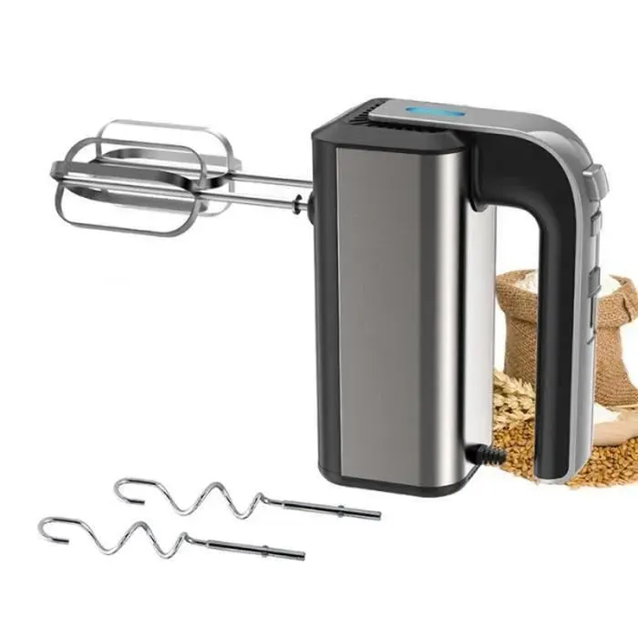 Batteur Electrique 450 W - LEOCLOTHO - 2 Fouets Hélice - 2 Crochets Pétrin - 5 Vitesses - Ergonomique - Noir