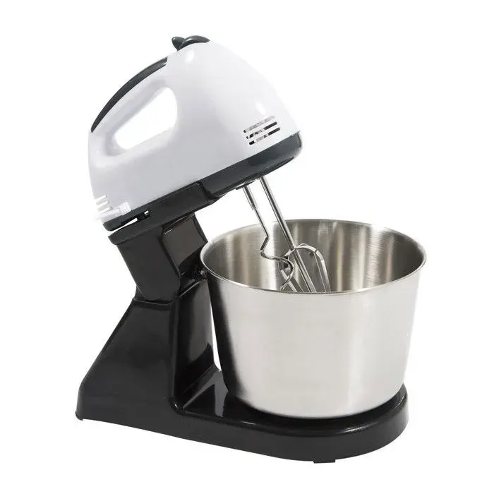 Batteur électrique à main - 7 vitesses - 100 W - Avec pot en acier inoxydable et 4 mélangeurs pour crème
