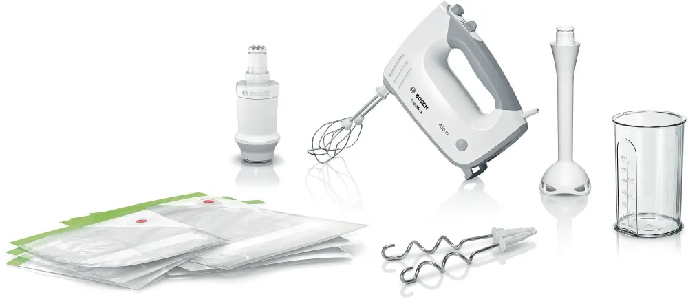 Batteur électrique - BOSCH - MFQ364V0 ErgoMixx - 450 W - 5 vitesses + turbo - Blanc / Gris