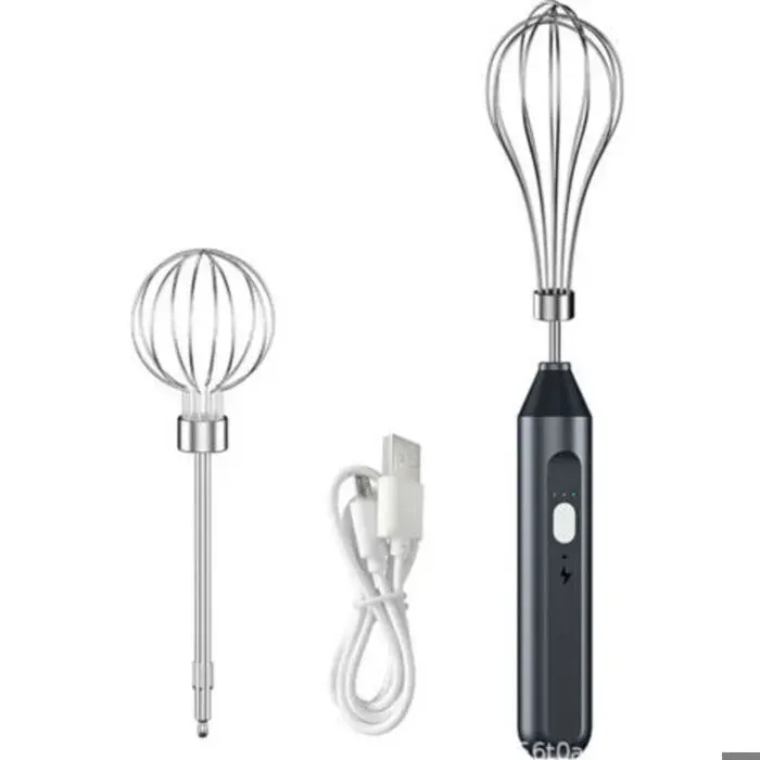 Batteur Électrique Sans Fil Fouet Électrique Portable pour la Cuisson à la Maison (Noir)