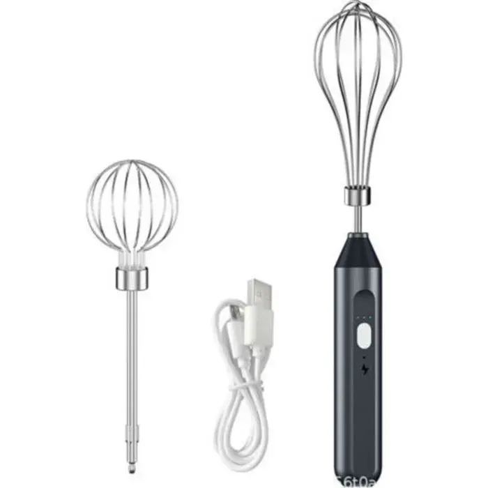 Batteur Électrique Sans Fil Portable Fouet Cuisine Noir Pour Pâtisserie Gâteau Meringue