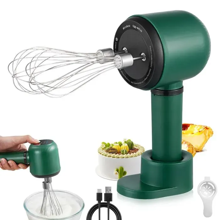 Batteur Électrique Sans Fil USB 3 Vitesses - Fouet à Main Inox avec 2 Têtes Amovibles pour Œufs Crème Pâtisserie VITDIPY