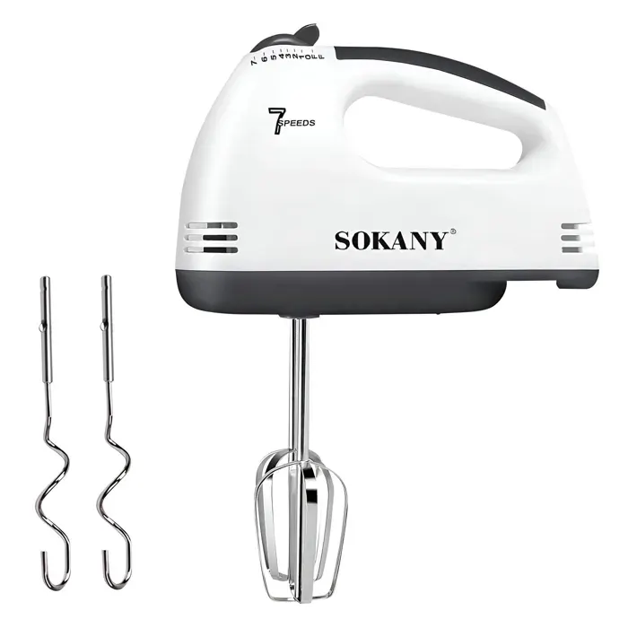 Batteur Électrique - SOKANY - 180W - 7 Vitesses - Fouets Inox - Noir / Blanc