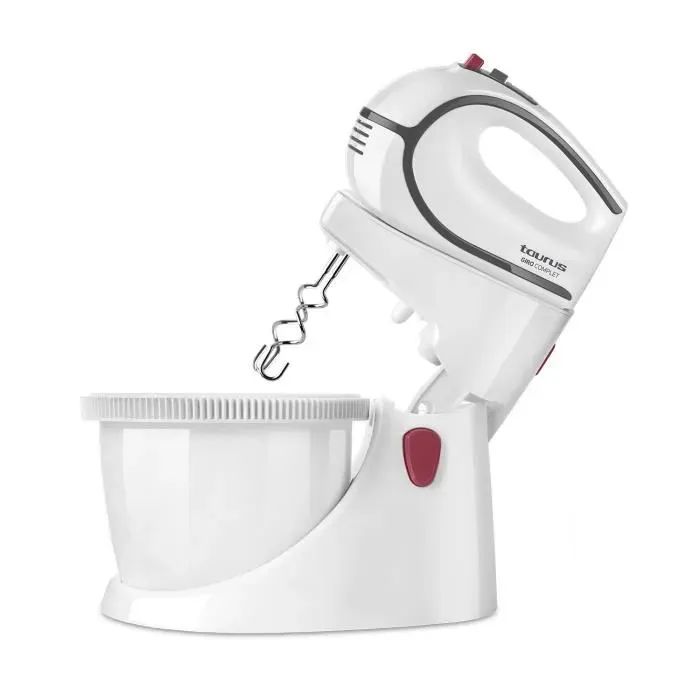 Batteur électrique Taurus Giro Complet de 500W 5 vitesses + Turbo avec bol de 25L 2 types de crochets