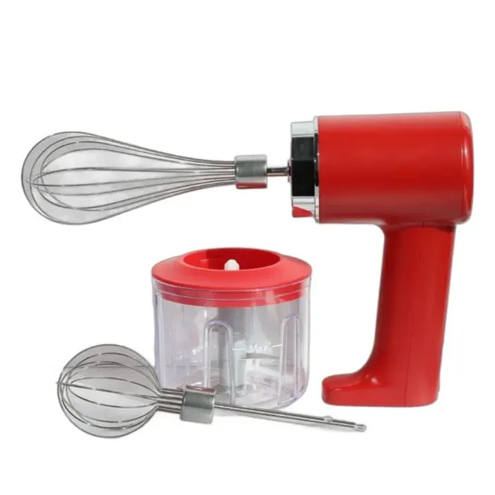 Batteur electrique - TepidBee - 4 en 1 rouge rechargeable sans fil pour cuisson gâteaux et pâte dail fouet electrique 3 niveaux