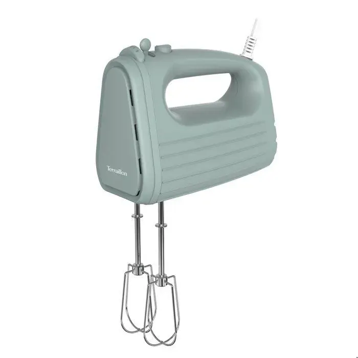 Batteur électrique - Terraillon BISTRIA Vert - 300W Fouets Inox Crochets pétrisseurs Inox Fonction Turbo - 5 vitesses