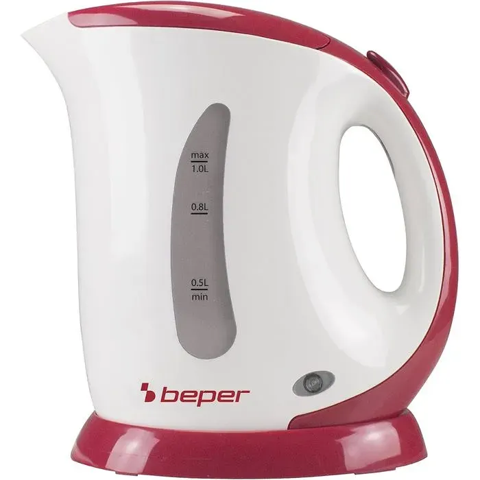 BB.050 Bouilloire deau électrique 900W 1L Plastiqueblanc/rouge Blanc/Rouge
