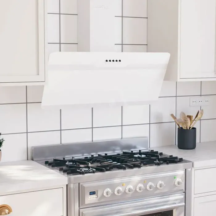 BEAU Hotte Aspirante/Hotte de cuisine - Hotte murale 90 cm - Acier et verre trempé Blanc mode633365