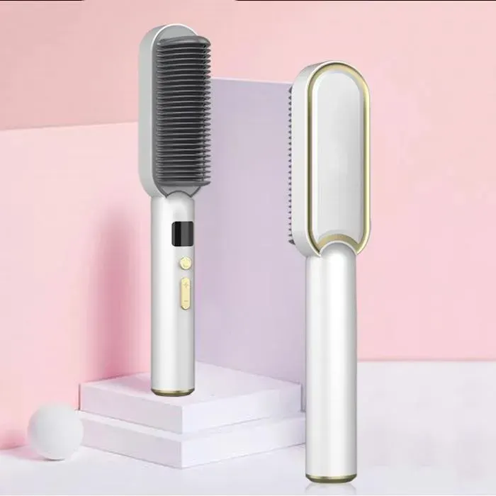 Beaute bien-etre peigne à lisser les cheveux anion fer à friser électrique deux-en-un - Jucnuz - lisseur à cheveux paresseux