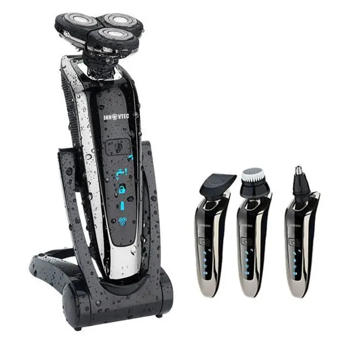 Beaute bien-etre rasoir electrique 4 en 1 - TepidBee - homme humide sèche rasoir rechargeable 3d têtes rotatives ecran lcd rasoir