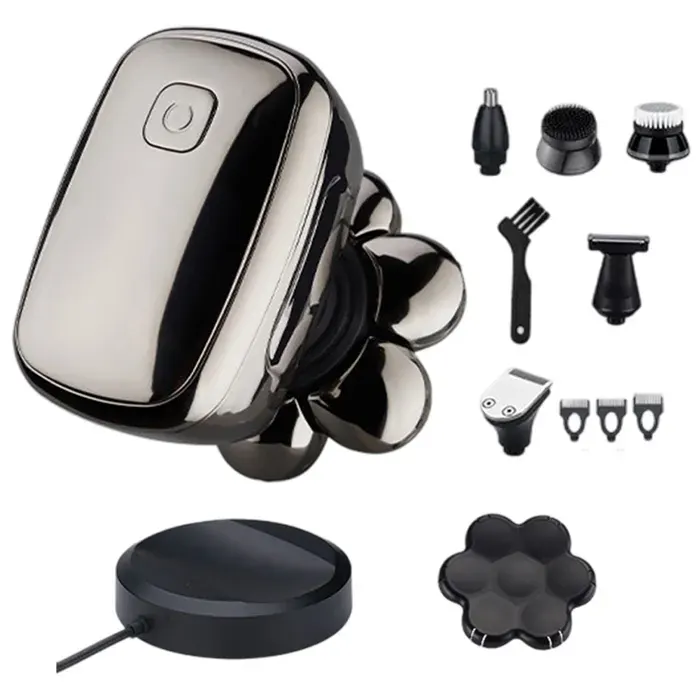Beaute bien-etre rasoir electrique - TepidBee - 1200mah tondeuse à cheveux homme kit étanche avec 7 têtes rotatives rasoir pour tê — coloris Argent